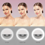Selfie Ring Light USB Rechargeable Portable Clip-White