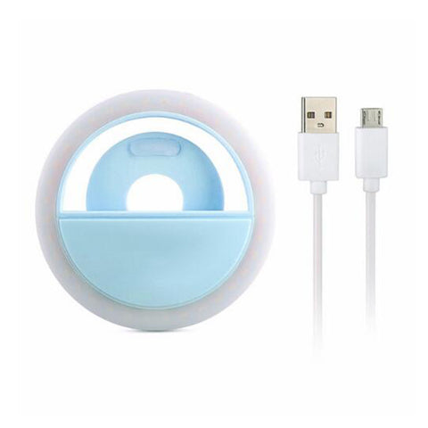 Selfie Ring Light USB Rechargeable Portable Clip-White